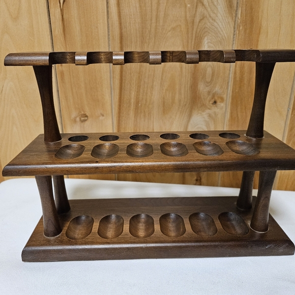 Vintage Decatur Walnut 12-Pipe Rack - Two-Tier Display Stand - Picture 4 of 8